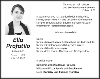 Anzeige von Ella Profatilo von  Lokalanzeiger 