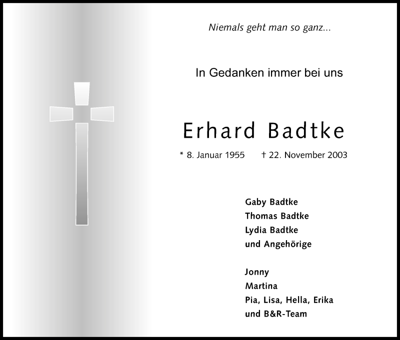  Traueranzeige für Erhard Badtke vom 18.07.2023 aus Kölner Stadt-Anzeiger / Kölnische Rundschau / Express