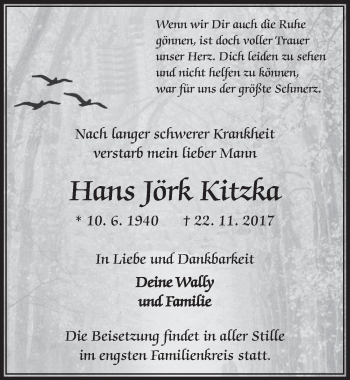 Anzeige von Hans Jörk Kitzka von  Lokale Informationen 