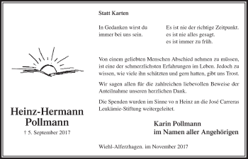 Anzeige von Heinz-Hermann Pollmann von  Lokalanzeiger 