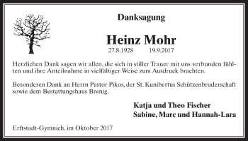 Anzeige von Heinz Mohr von  Werbepost 