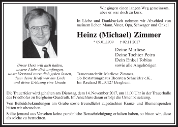 Anzeige von Heinz Zimmer von  Sonntags-Post 