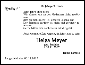 Anzeige von Helga Meyer von Kölner Stadt-Anzeiger / Kölnische Rundschau / Express