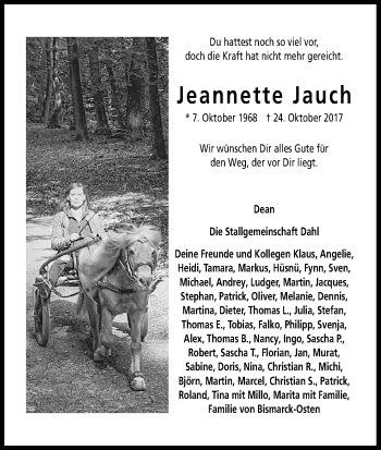 Anzeige von Jeannette Jauch von Kölner Stadt-Anzeiger / Kölnische Rundschau / Express