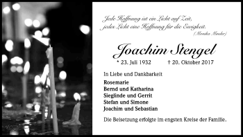 Anzeige von Joachim Stengel von Kölner Stadt-Anzeiger / Kölnische Rundschau / Express