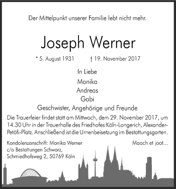 Anzeige von Joseph Werner von Kölner Stadt-Anzeiger / Kölnische Rundschau / Express