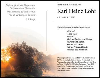 Anzeige von Karl-Heinz Löhr von Kölner Stadt-Anzeiger / Kölnische Rundschau / Express