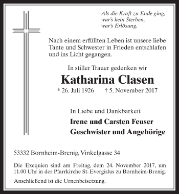 Anzeige von Katharina Clasen von  Schaufenster/Blickpunkt 