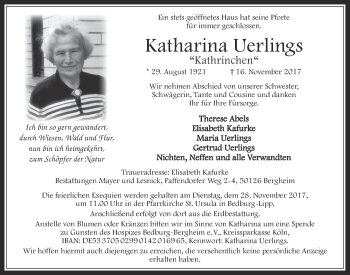 Anzeige von Katharina Uerlings von  Werbepost 