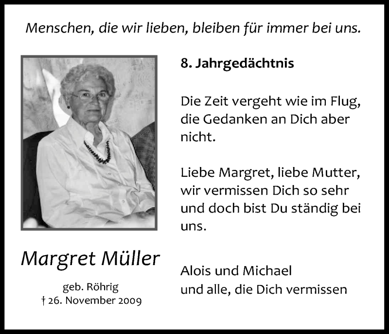  Traueranzeige für Margret Müller vom 18.07.2023 aus Kölner Stadt-Anzeiger / Kölnische Rundschau / Express