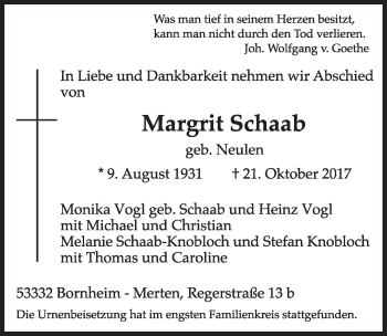 Anzeige von Margrit Schaab von  Schlossbote/Werbekurier 