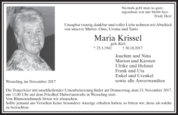 Anzeige von Maria Krissel von  Schlossbote/Werbekurier 
