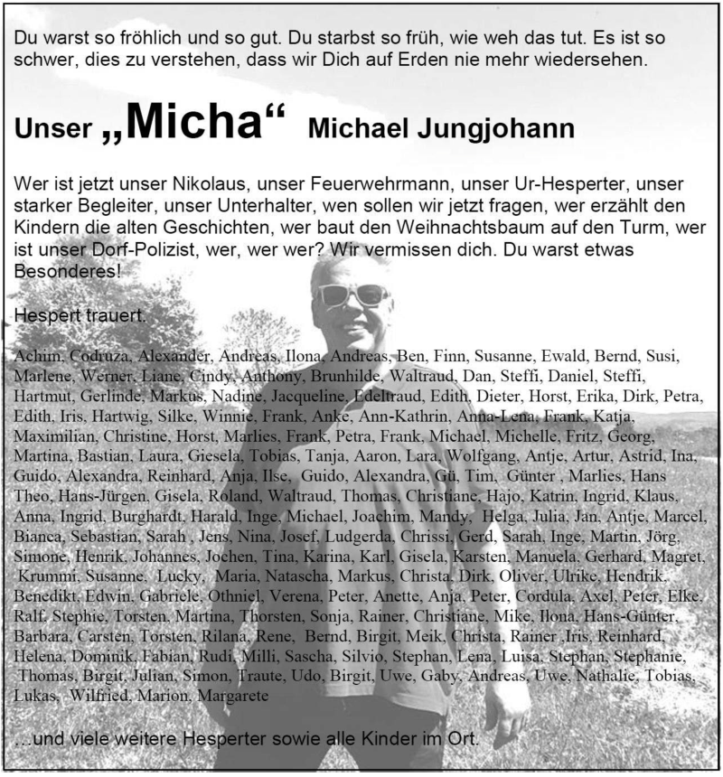  Traueranzeige für Michael Jungjohann vom 15.11.2017 aus  Lokalanzeiger 
