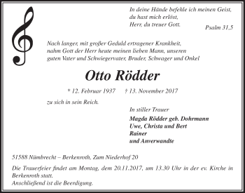 Anzeige von Otto Rödder von  Lokalanzeiger 