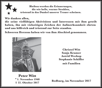 Anzeige von Peter Witt von  Werbepost 