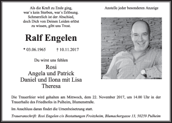 Anzeige von Ralf Engelen von  Sonntags-Post 