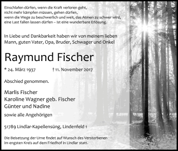 Anzeige von Raymund Fischer von Kölner Stadt-Anzeiger / Kölnische Rundschau / Express