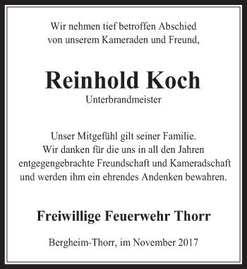 Anzeige von Reinhold Koch von  Werbepost 