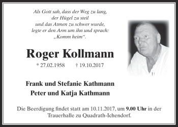 Anzeige von Roger Kollmann von  Werbepost 
