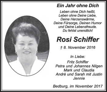 Anzeige von Rosi Schiffer von  Sonntags-Post 