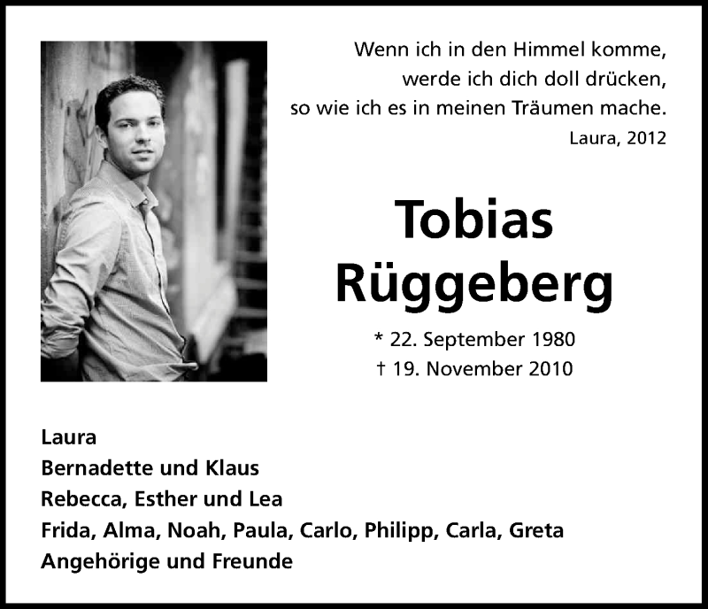  Traueranzeige für Tobias Rüggeberg vom 18.11.2017 aus Kölner Stadt-Anzeiger / Kölnische Rundschau / Express