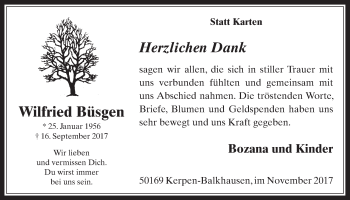 Anzeige von Wilfried Büsgen von  Werbepost 