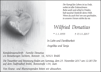 Anzeige von Wilfried Donatius von  Schlossbote/Werbekurier 