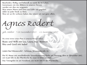 Anzeige von Agnes Rodert von  Blickpunkt Euskirchen 