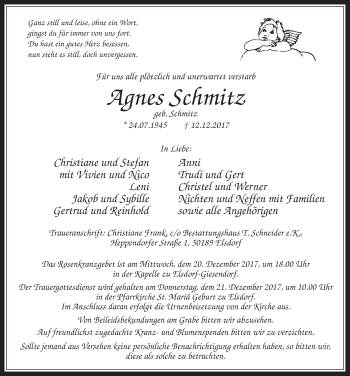 Anzeige von Agnes Schmitz von  Werbepost 