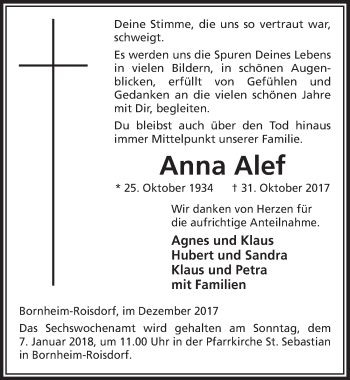 Anzeige von Anna Alef von  Schaufenster/Blickpunkt 