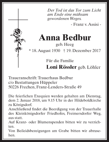 Anzeige von Anna Bedbur von  Wochenende 