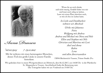 Anzeige von Anna Dreesen von  Blickpunkt Euskirchen 
