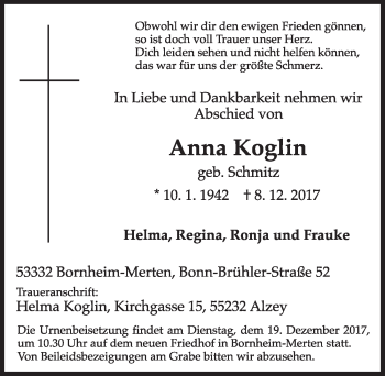 Anzeige von Anna Koglin von  Schlossbote/Werbekurier 
