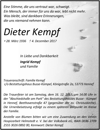 Anzeige von Dieter Kempf von  Extra Blatt 