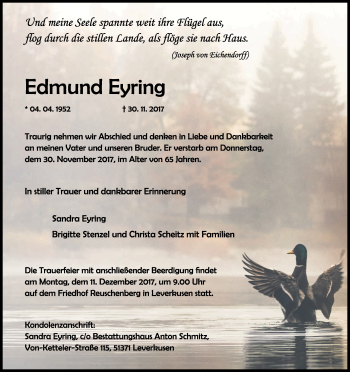 Anzeige von Edmund Eyring von Kölner Stadt-Anzeiger / Kölnische Rundschau / Express