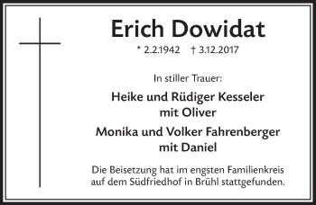 Anzeige von Erich Dowidat von  Schlossbote/Werbekurier 