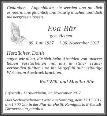 Anzeige von Eva Bär von  Werbepost 