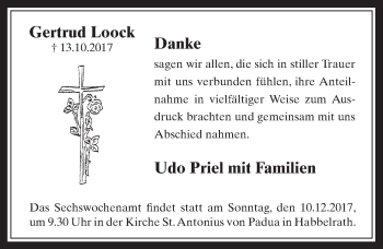 Anzeige von Gertrud Loock von  Sonntags-Post 