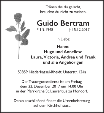 Anzeige von Guido Bertram von  Extra Blatt 