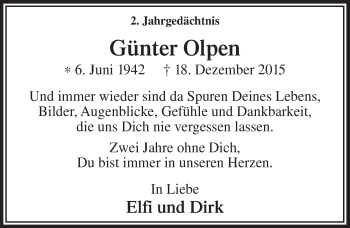 Anzeige von Günter Olpen von  Bergisches Handelsblatt 