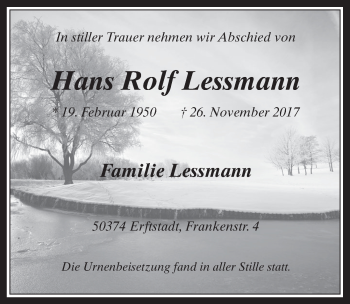 Anzeige von Hans Rolf Lessmann von  Werbepost 