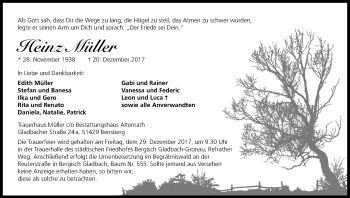 Anzeige von Heinz Müller von Kölner Stadt-Anzeiger / Kölnische Rundschau / Express