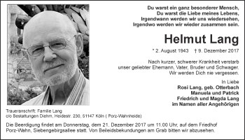 Anzeige von Helmut Lang von  Kölner Wochenspiegel 