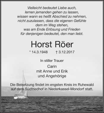 Anzeige von Horst Röer von  Extra Blatt 
