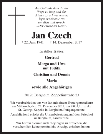 Anzeige von Jan Czech von  Werbepost 