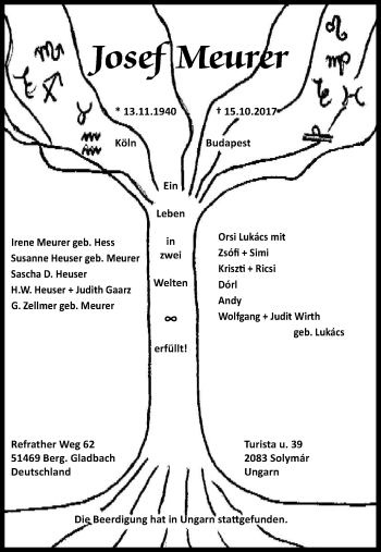 Anzeige von Josef Meurer von Kölner Stadt-Anzeiger / Kölnische Rundschau / Express
