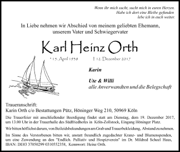 Anzeige von Karl Heinz Orth von Kölner Stadt-Anzeiger / Kölnische Rundschau / Express