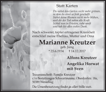 Anzeige von Marianne Kreutzer von  Schlossbote/Werbekurier 