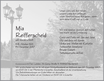 Anzeige von Mia Reifferscheid von  Blickpunkt Euskirchen 