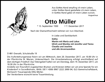 Anzeige von Otto Müller von Kölner Stadt-Anzeiger / Kölnische Rundschau / Express